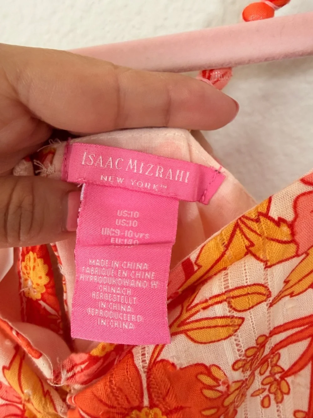 Isaac‎ Mizrahi Girls Floral Dress Size 10 Orange Pink Summer Spring Sundress
